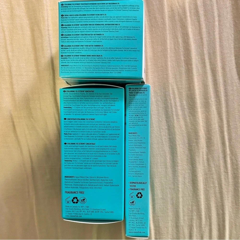 NWT Nip+Fab 3 Full Size Skincare Item Lot Bundle Hyaluronic Fix Extreme Face NIB